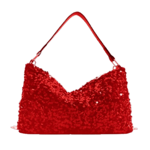 Payet İşlemeli Kırmızı Parti Çantası